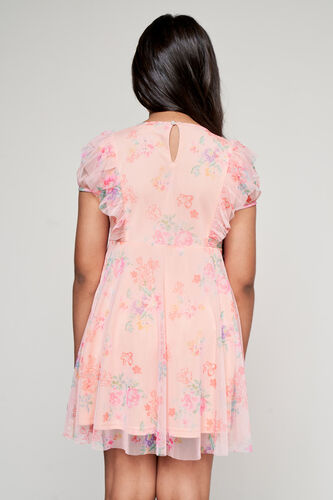 Peach Floral Tulle Dress, Peach, image 5